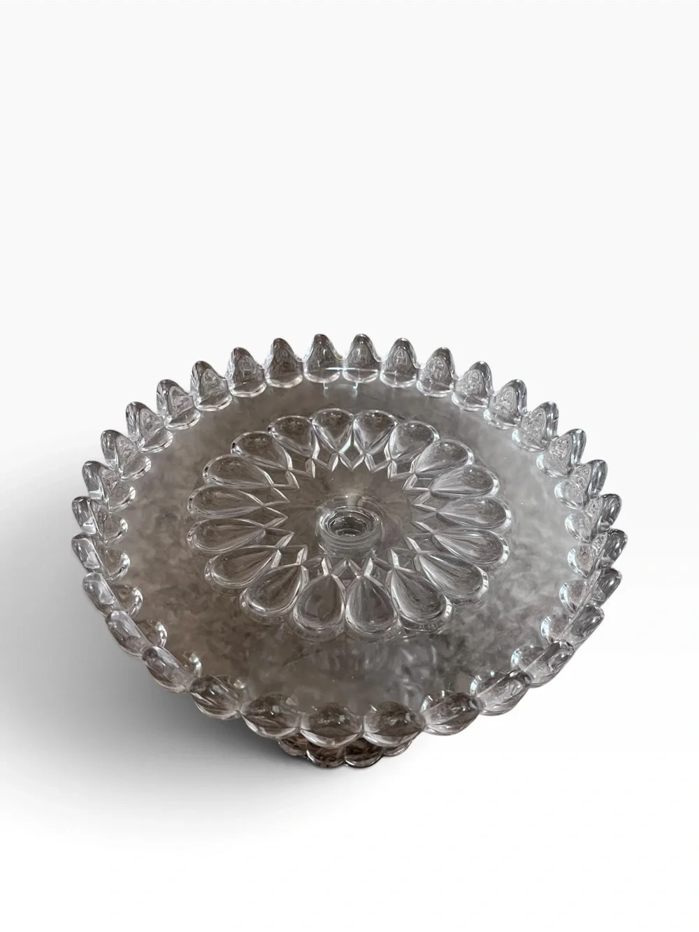 Antique 1889 EAPG Glass Pedestal Cake Stand Job's Tears Pattern 7.5”H 10”D VGC